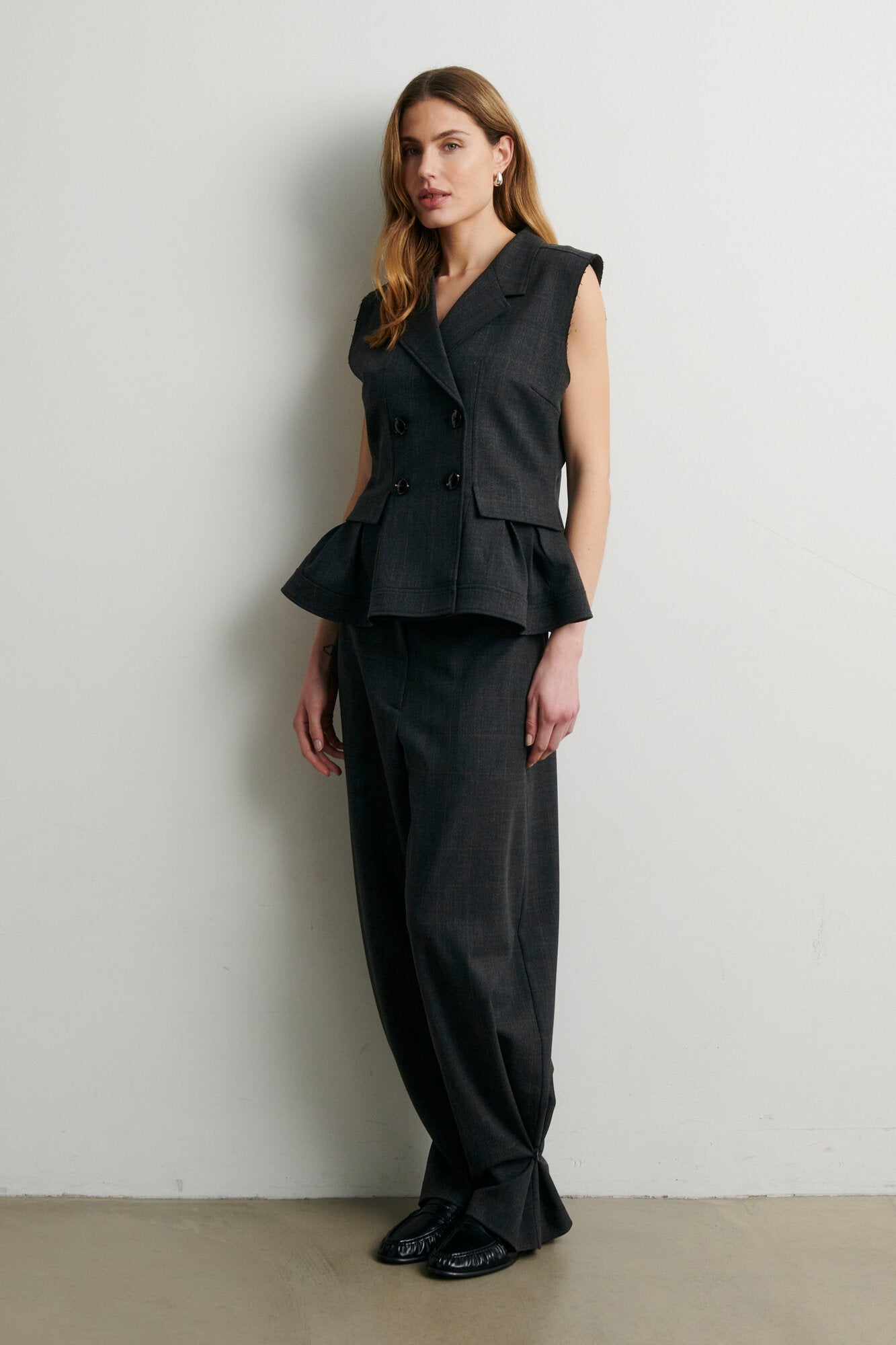 Anjou blazer vest - Dark Grey Melange